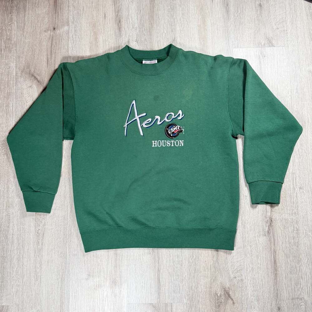 Vintage Houston Aeros Hockey Embroidered Crewneck Sweatshirt Large